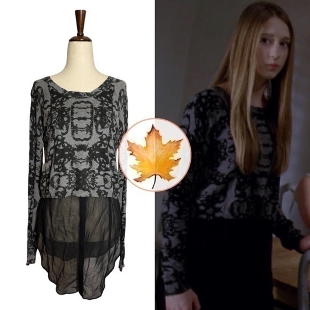 Addison • Rainey Damask Print Layered Tulip Back Sweater Tunic XS ASO Zoe Benson
